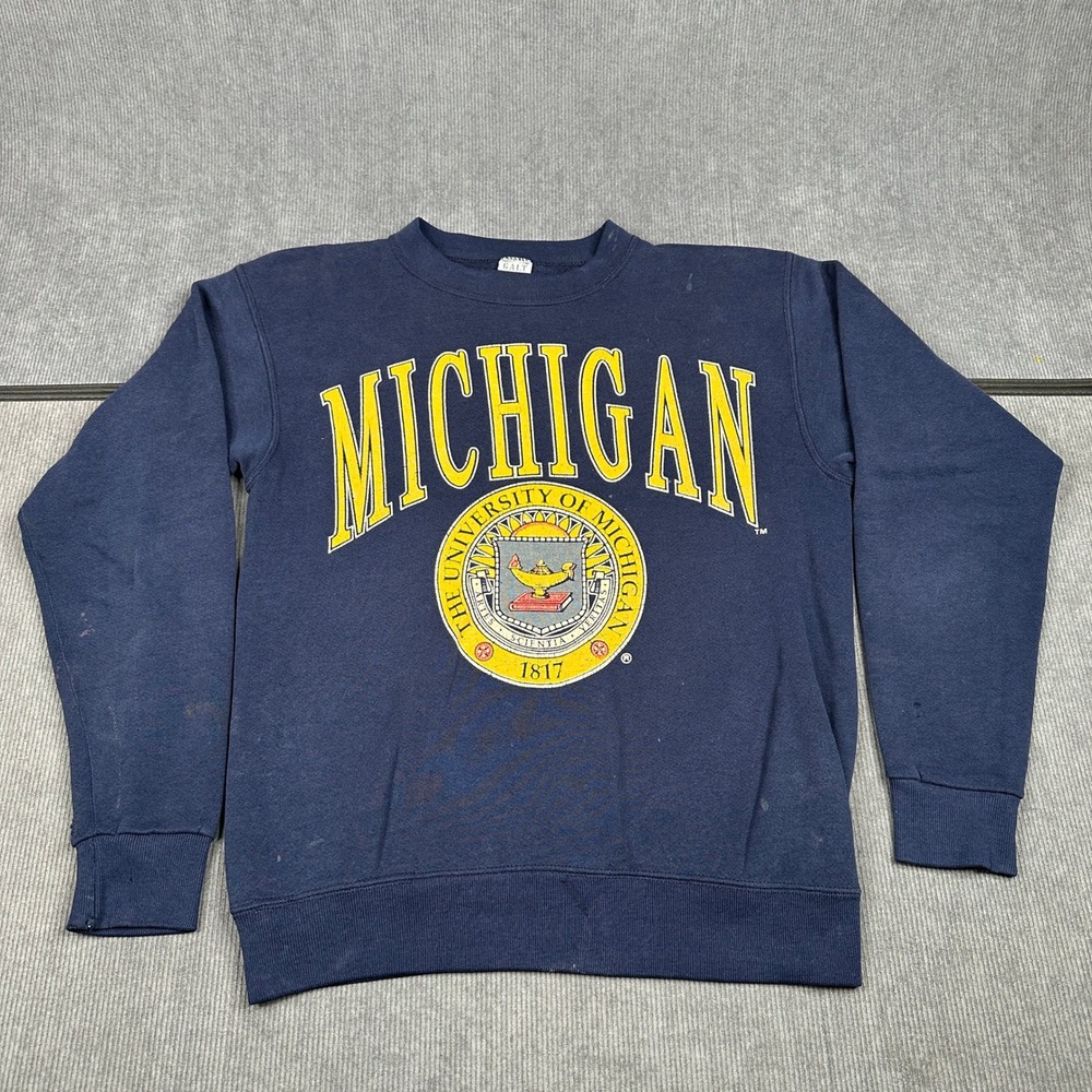 Vintage 1990s Galt Sand Michigan Sweatshirt Navy Blue University Seal M